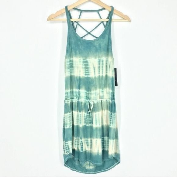 Chaser Women's Dress Medium Strappy Tie Dye Mini Green Festival Boho Hippie NEW - Picture 4 of 6